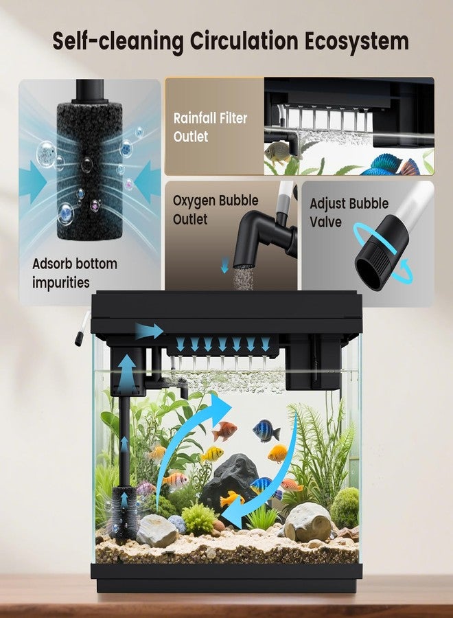Fishkeeper 2.3G Smart Aquarium - Ultra Clear Glass Fish Tank w/Auto Timer 8-Color RGB Lights, 4-in-1 Self-Cleaning Silent Water Pump, Aromatherapy, Temperature Display, Perfect for Desktop Decor - Image 5